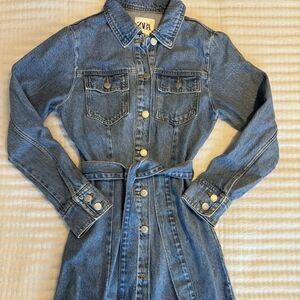 Zara Denim Belted Shirt Dress